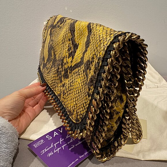 Stella McCartney Faux Snakeskin Chain Clutch - Yellow - Picture 12 of 16